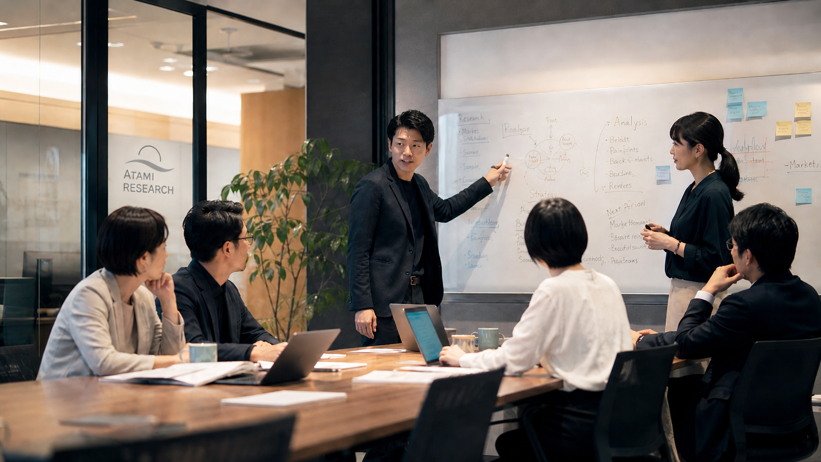 Atami Researchの社内ミーティング風景